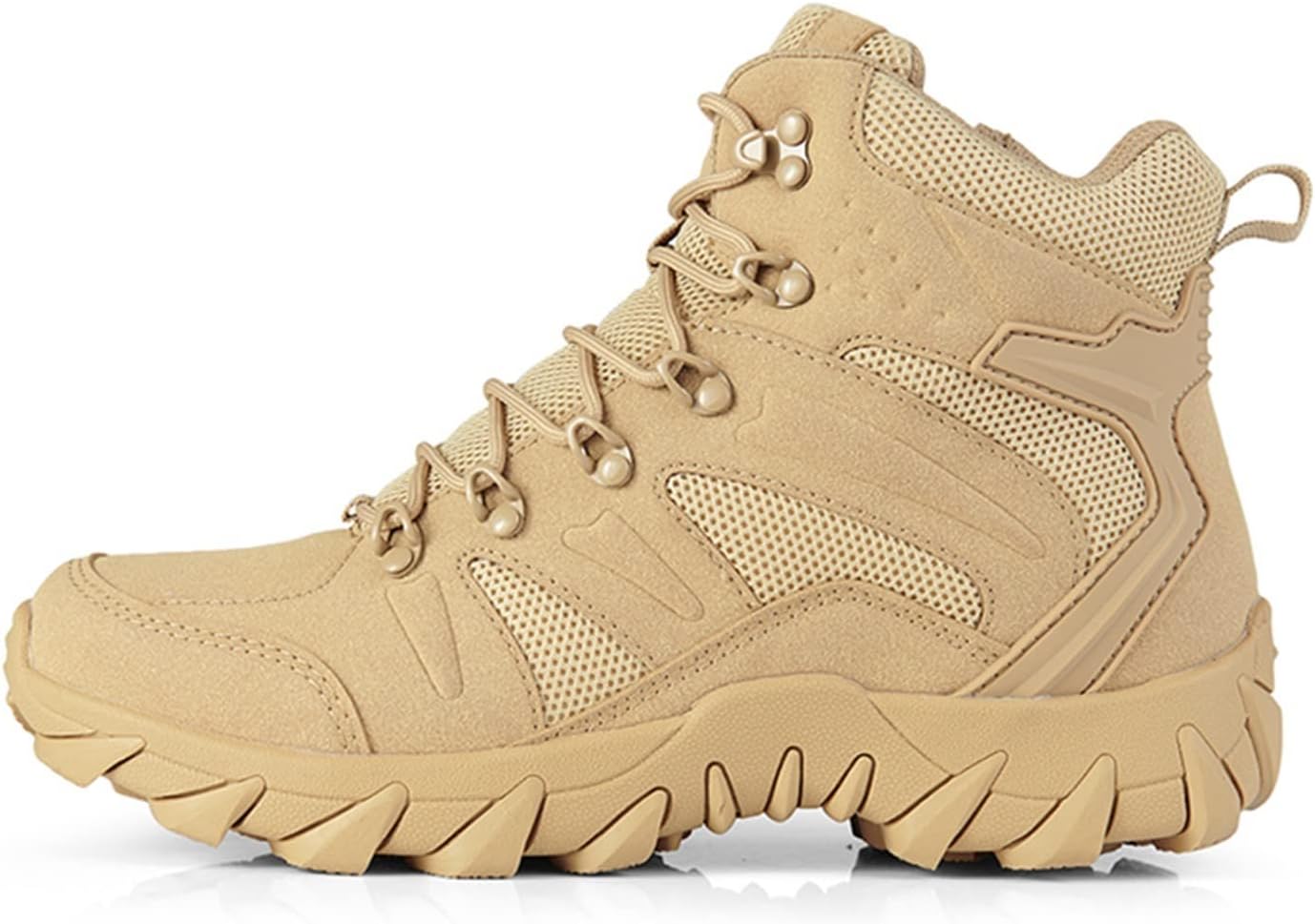 YIOUYIYIOUYI Boots, Breathable military boots Men's suede desert boots Wear resistant rubber outdoor ankle boots Hard core men's combat boots (Color : Sand, Size : 8)