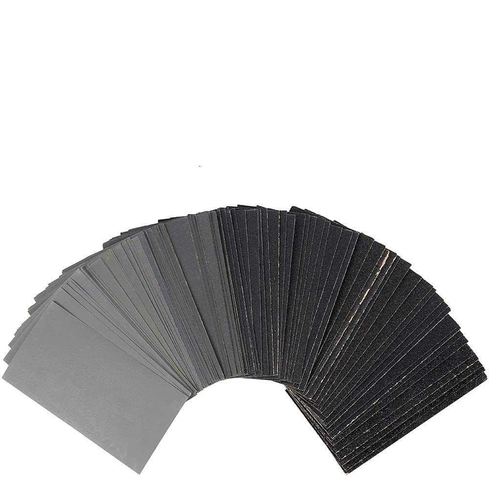 Papier de Verre Sec mouillé de 102pc 60 à 3000 Assortiment de Grains Feuilles de Papier abrasif for Le ponçage Automobile Feuille de Meubles en Bois