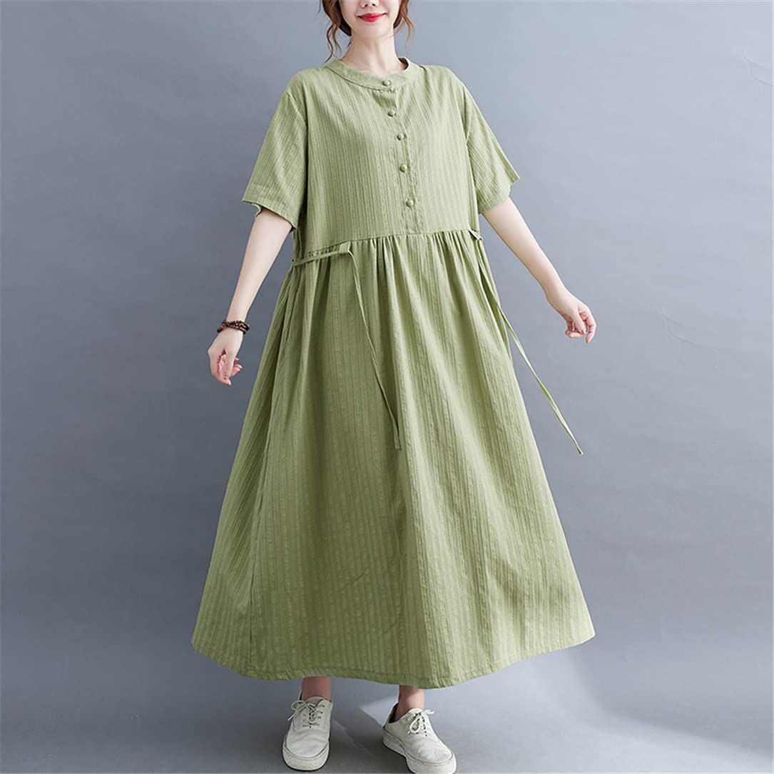 Amazon.com: Korean Style Cotton Linen Chic Green Summer Dresses for Women Casual Loose Long Office Dress Green M : Clothing, Shoes & Jewelry Amazon.com: Korean Style Cotton Linen Chic Green Summer Dresses for Women Casual Loose Long Office Dress Green M : Clothing, Shoes & Jewelry