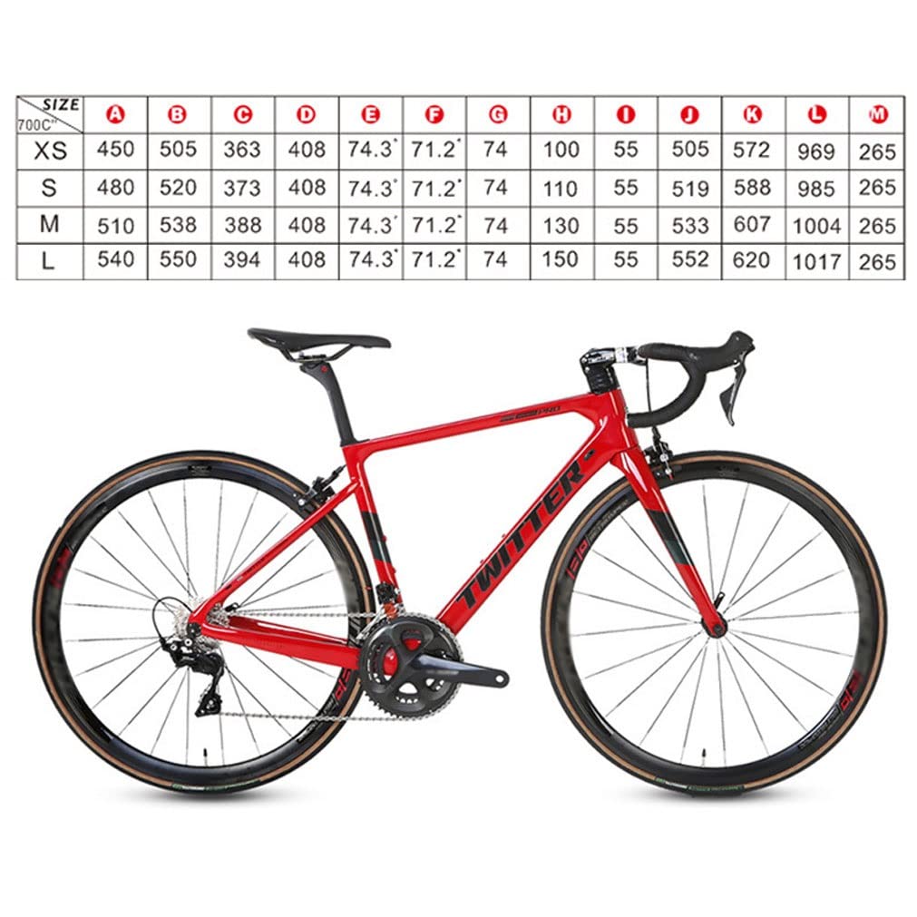 HIMALO 700c Carbon Road Bike Frameset 45/48/51/54CM C Brake Racing Frame QR 100/142mm Internal Routing Frame with Fork and Handlebar(Red,54CM)