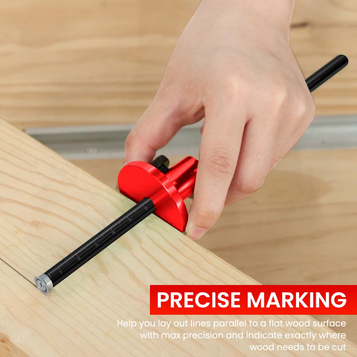 Serplex® Wheel Marking Gauge Woodworking Mortise Marking Tool Adjustable Wheel Making Gauge Laser-etched Marking Multifunctional Wheel Marking Gauge for Tenon, Groove Layouts - Image 4 thumbnail
