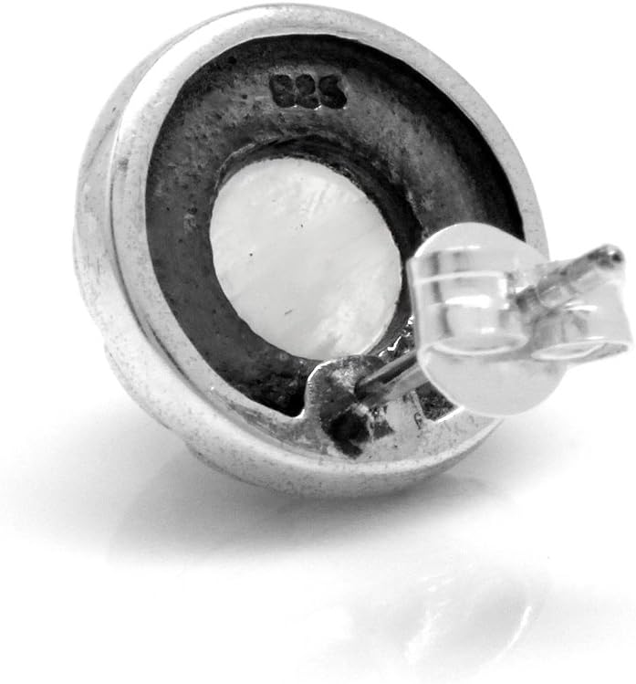 Silvershake 8mm Natural Round Shape Moonstone 925 Sterling Silver Stud Post Earrings - Image 3