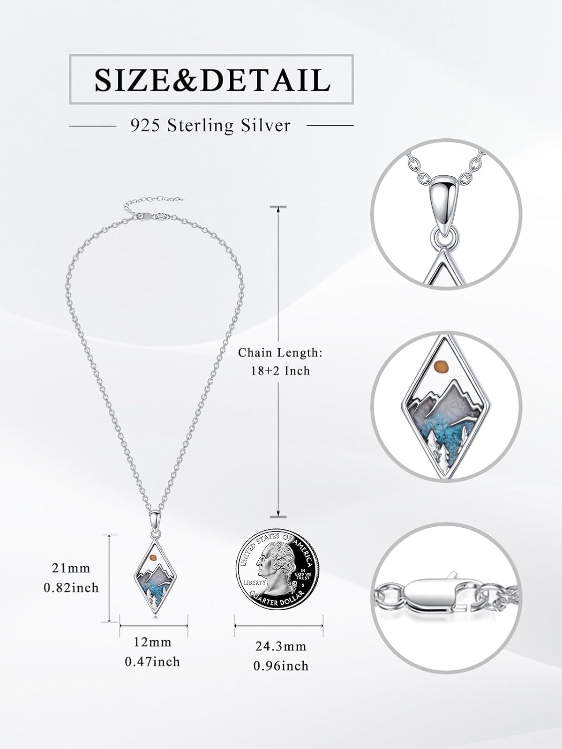 Dorunmo Mustard Seed Necklace 925 Sterling Silver Mountain Turquoise Pendant Necklace Religious Faith Jewelry Gifts for Christian - Image 4