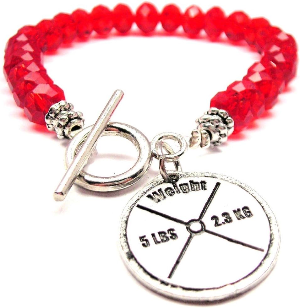 ChubbyChicoCharms 5 Lb Weight Crystal Toggle Bracelet in Crimson Red