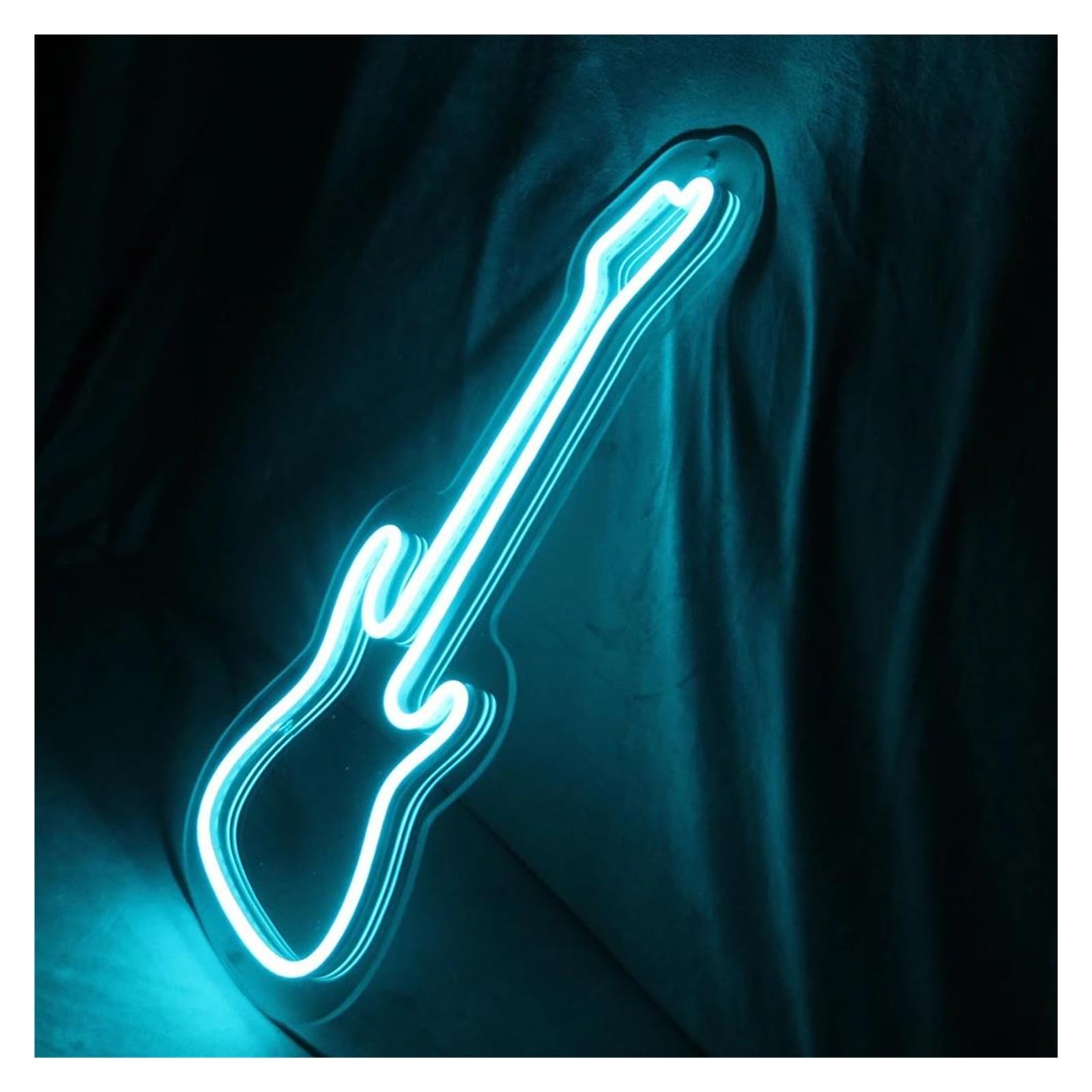 Insegna al Neon Insegna Al Neon Con Chitarra, Decorazione Per Sala Musica, Bar, Discoteca 45X18cm(Blu)