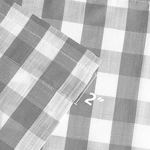 Amzdecor Sliver Gray Buffalo Plaid Valance Linen Sheer Cafe Curtain Buffalo Check Plaid Rod Pocket Rustic Kitchen Window Treatment For Living Room Bedroom,1 Panel, 55''X15'', Sliver/Gray #TOP2