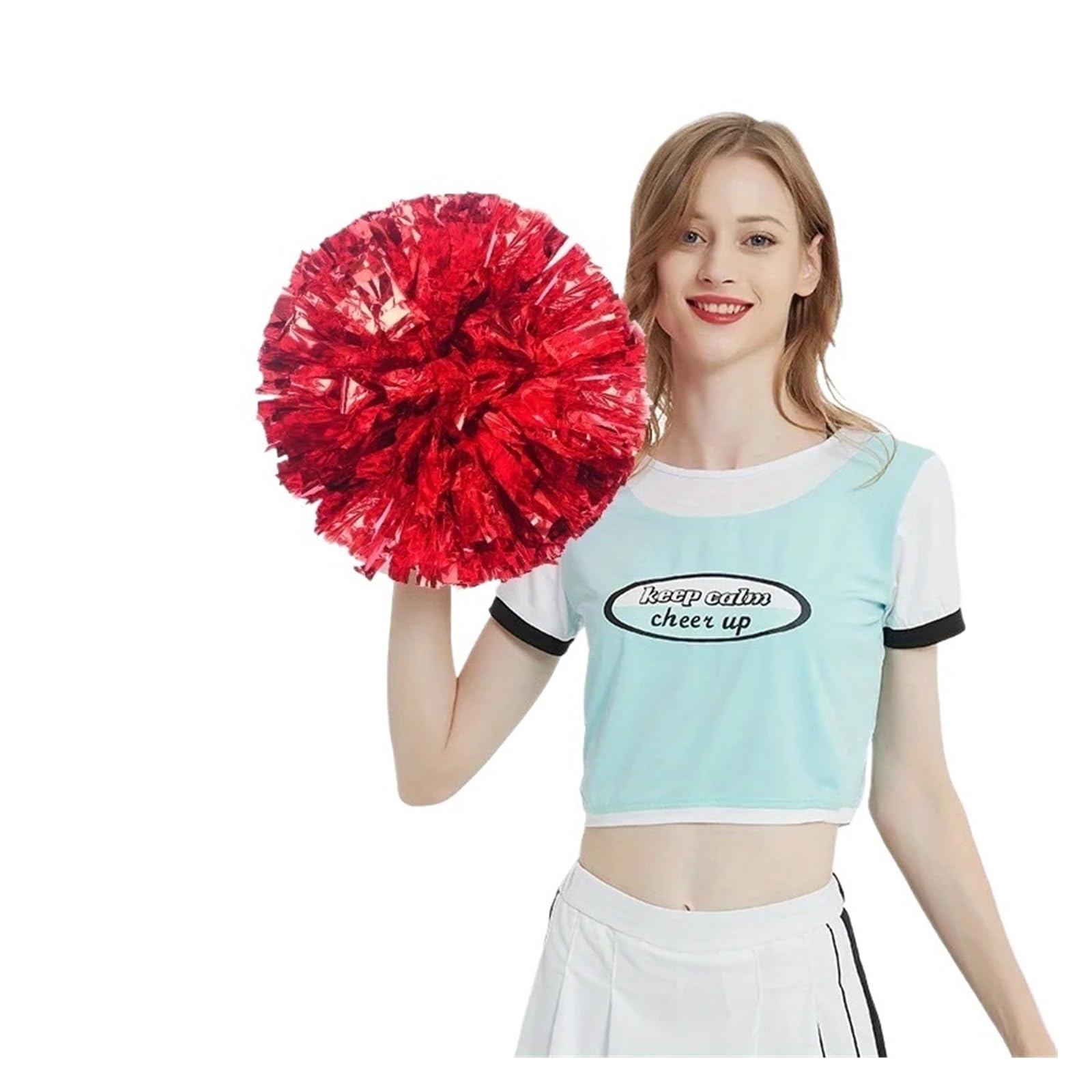 Cheer Leading Poms 10 pompons de pom-pom girl en plastique métallisé avec poignée bâton(Gold)