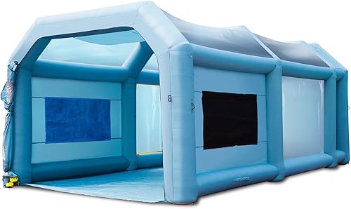 VEVOR Cabina de pintura inflable de 26 x 15 x 11 pies, cabina de pulverización inflable, sopladores de alta potencia de 750 W+950 W, tienda de