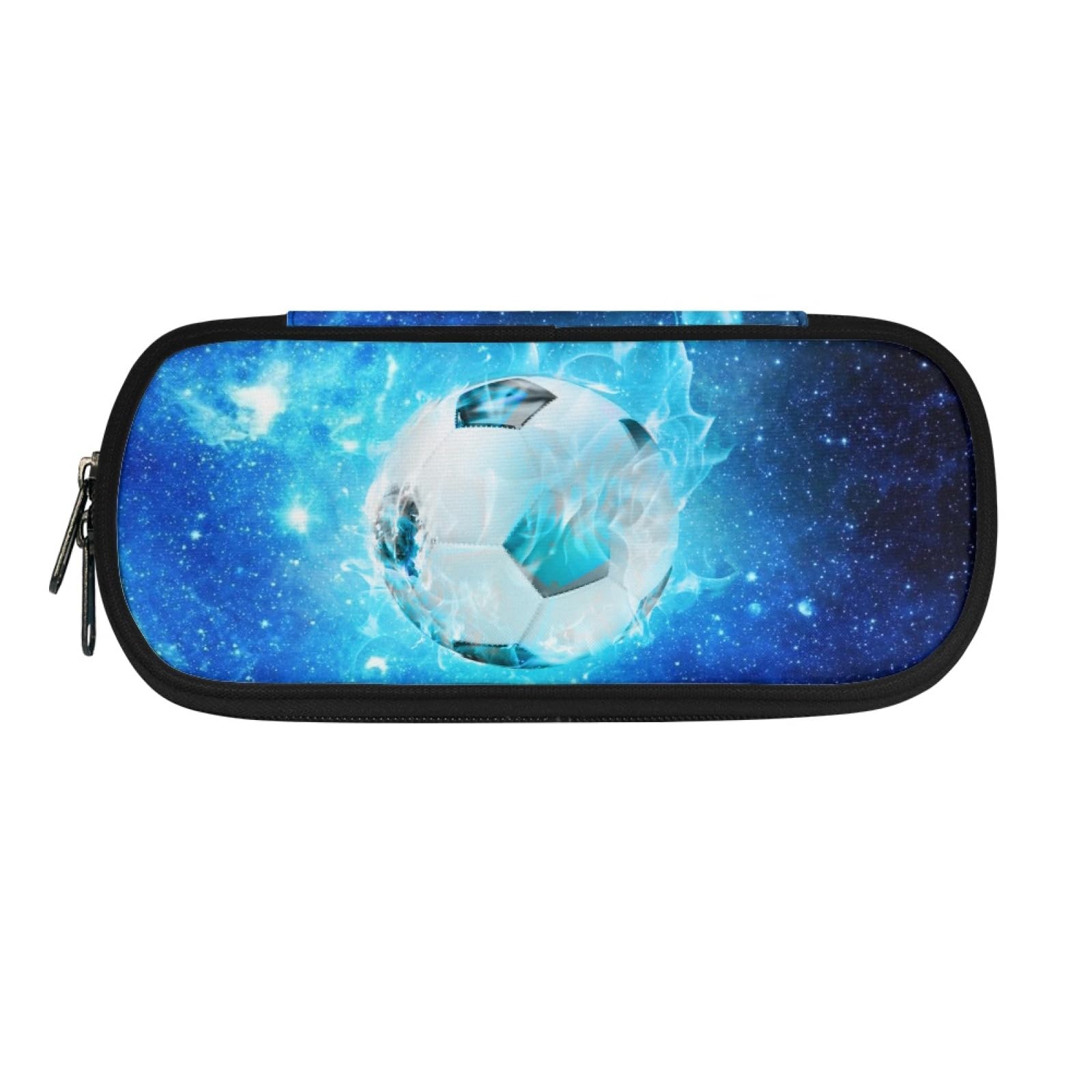 TOADDMOS Galaxy Soccer Print Pen Case for Boys Girls Pencil Pouch with 3 Compartments School Office Desk Stationery Organizer Bag — image 1