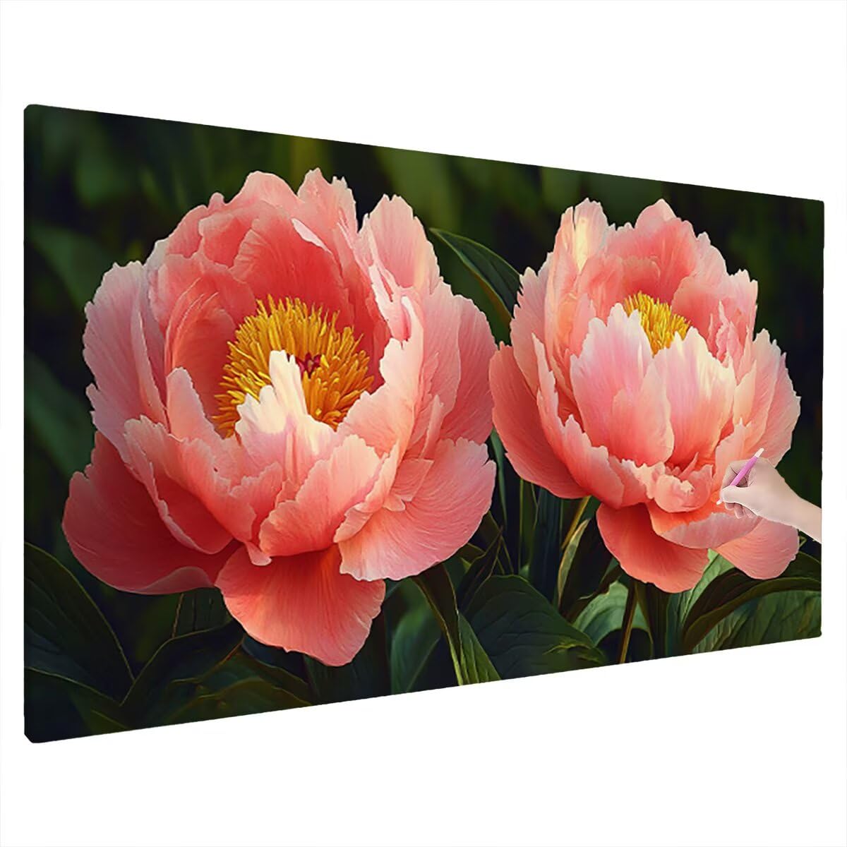 Obraz diamentowy kwiat, 5D diamentowa sztuka kryształowa piwonia wzór, malowanie diamentowe duży rozmiar 230 x 90 cm, DIY diamentowe malowanie na Boże Narodzenie dekoracja ścienna, pomysły na prezent