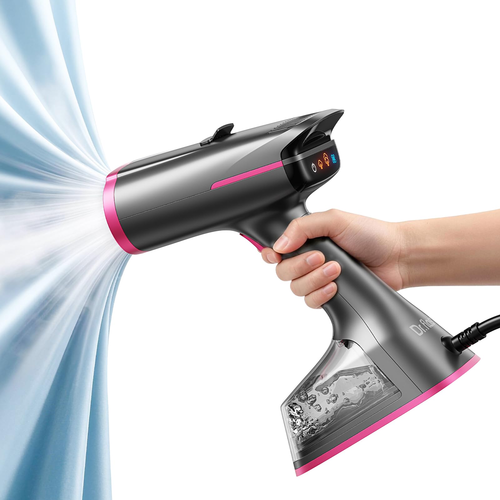 DRFLASH Handdampfer für Kleidung, tragbarer Reise-Dampfer mit Schnellaufheizung, leistungsstarker Faltenentferner aus Stoff mit abnehmbarem Wassertank für Zuhause und Reisen