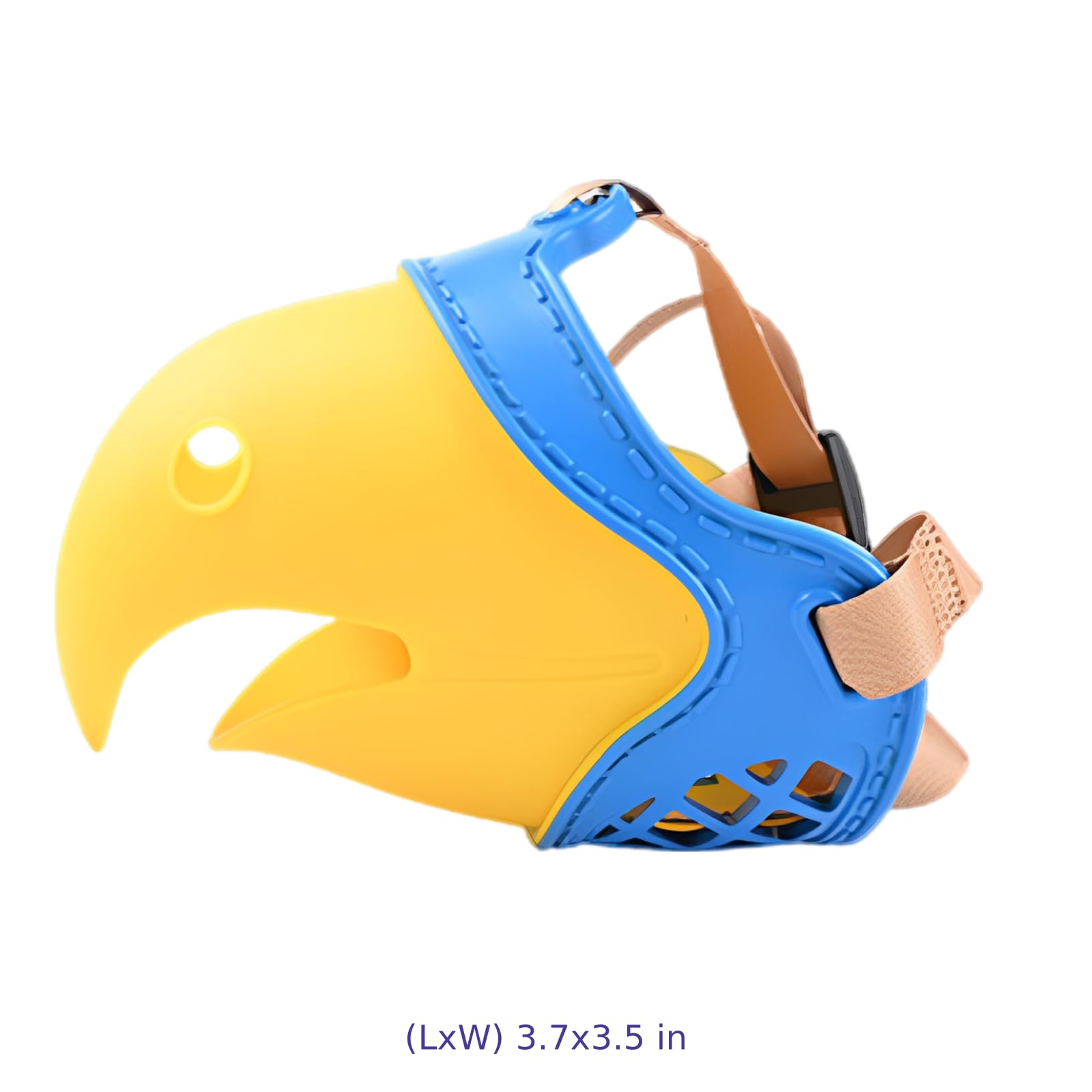 Muselière pour Chien en Forme de Perroquet, Bleu et Jaune, Taille 4 en TPE, Limite Les aboiements, Les mordillements et Le léchage, légère, sûre et Respirante, pour Chiens de 5 à 7,5 kg