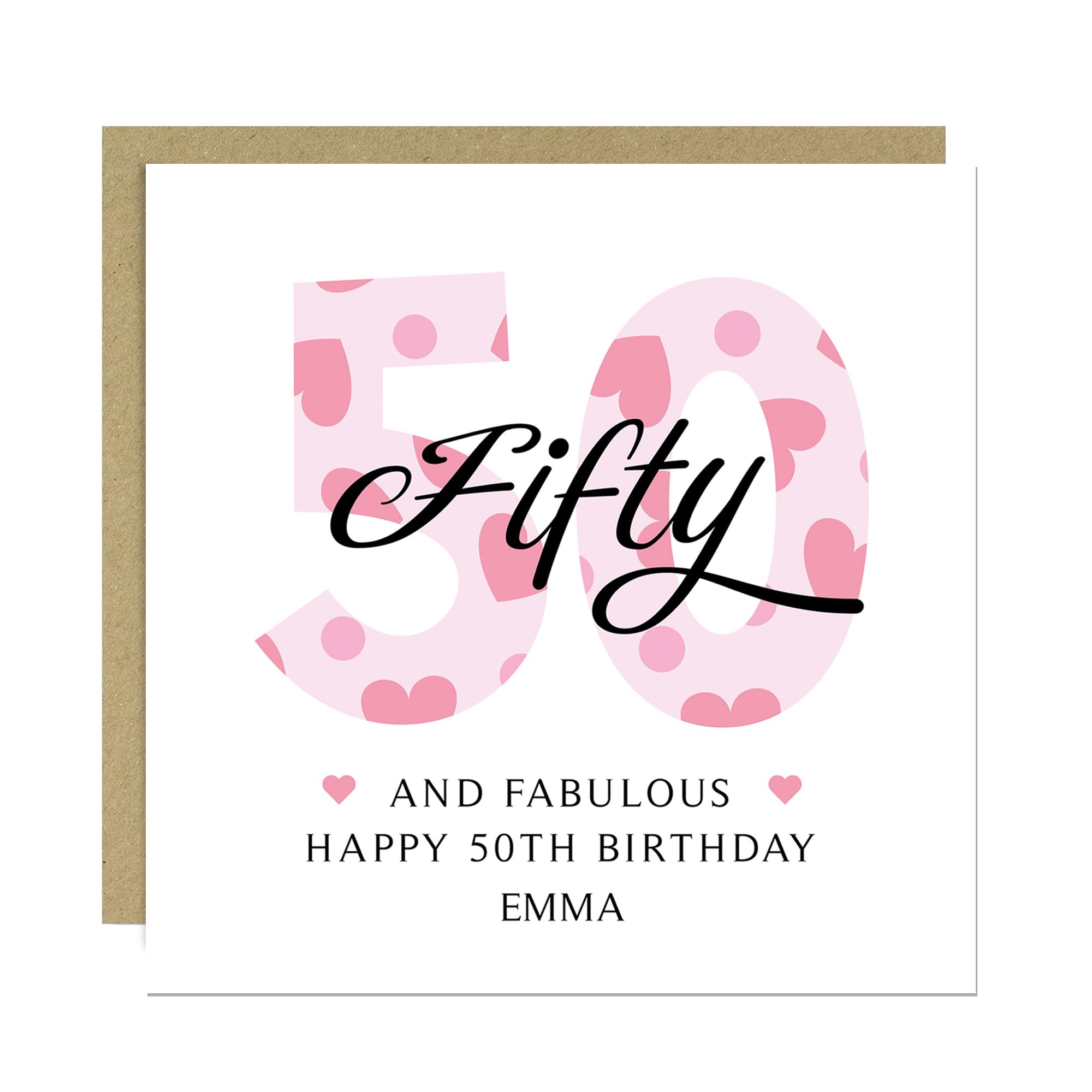 RED OCEAN Personalised 50 And Fabulous Birthday Cards For Women 30th 40th 50th 60th 70th Birthday Card For Women With Envelope Included Any Name Mum Auntie Nan Nanny (50th Birthday Card)