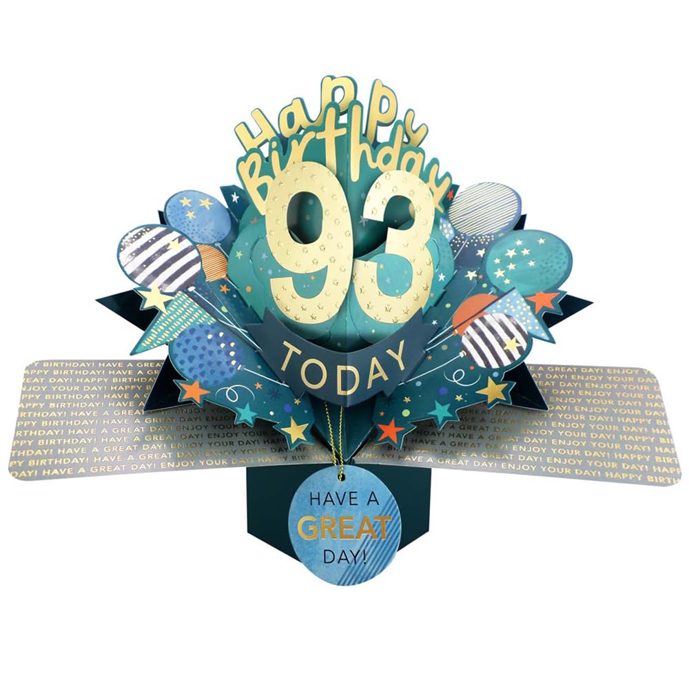 93 Today Happy 93rd Birthday Pop-Up Greeting Card Love Kate's Pop Up Cards Him Design POP237MC93