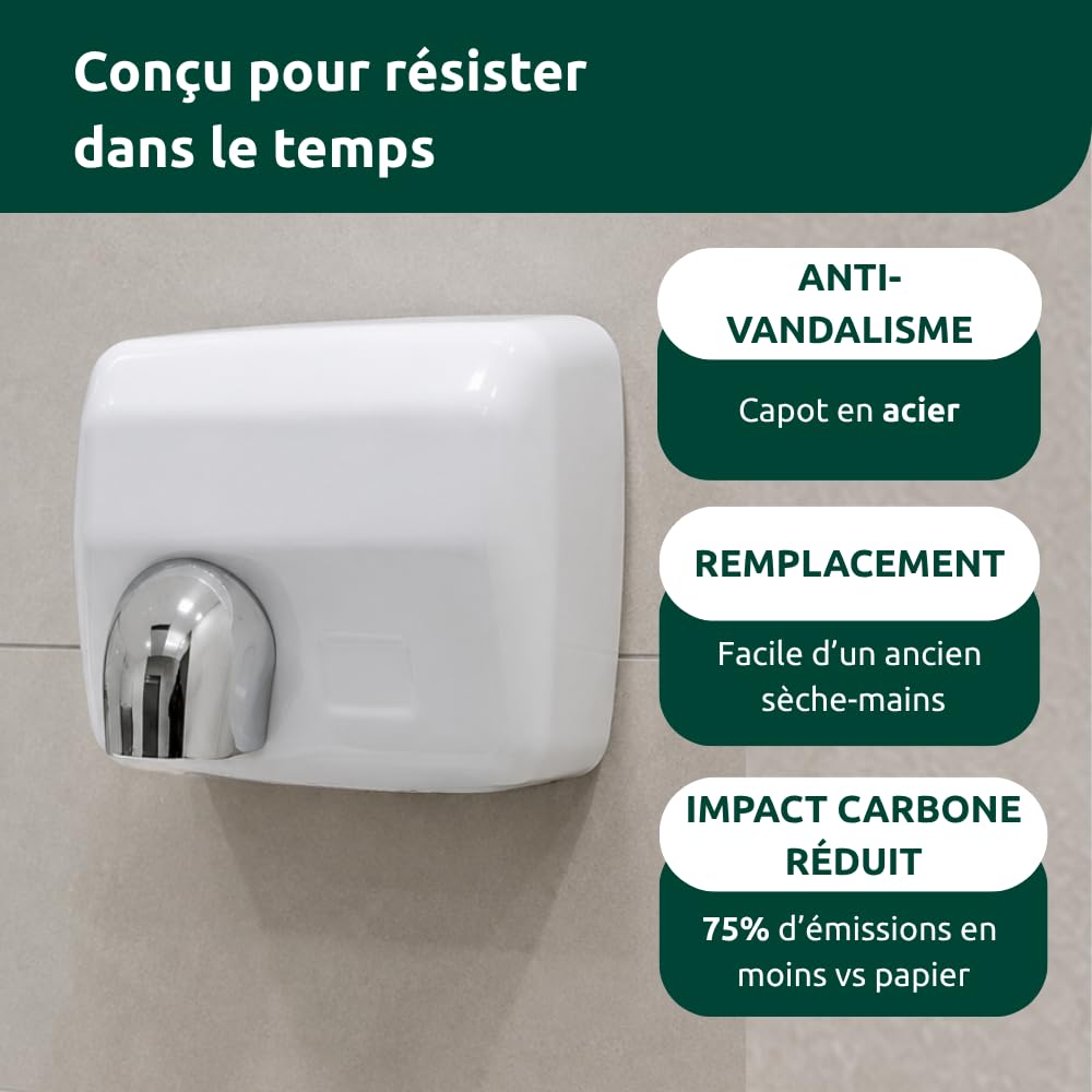 JVD - Sèche-Mains OURAGAN auto blanc - Matériel professionnel
