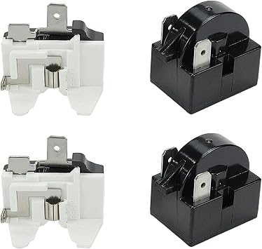 Semetall Refrigerator Starter Relay 4.7 PTC 2 Pin 15 Refrigerator Starter Relay and 1/5HP Refrigerator Overload Protector Replacement Part 4 Pieces in Total
