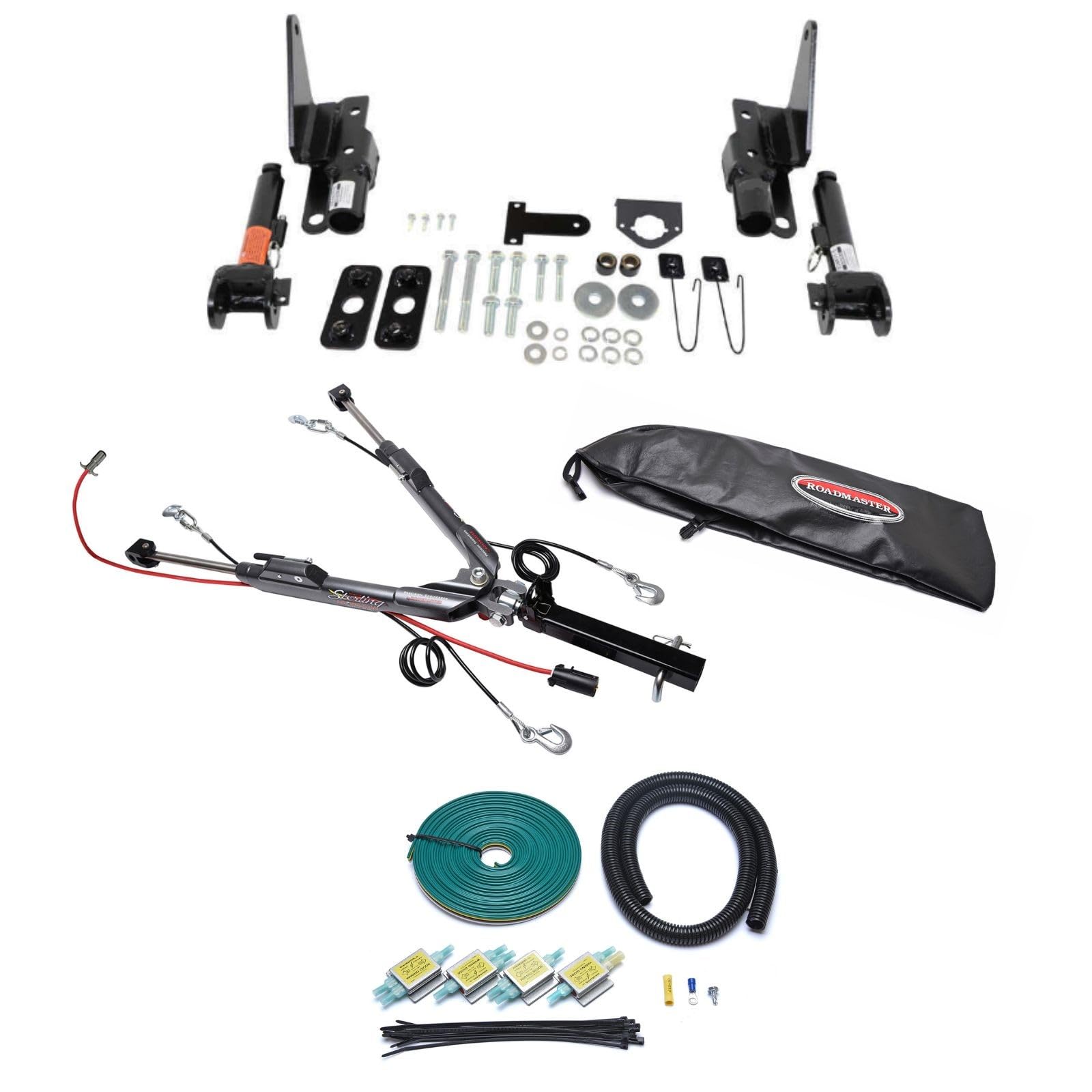 TrendsAuto Roadmaster Sterling All-Terrain Tow Bar and Baseplate Combo with Economy Wiring Kit fits 2015 2020 F150 Pickup | Illuminates RV Lights | Includes TrendsAuto Decal