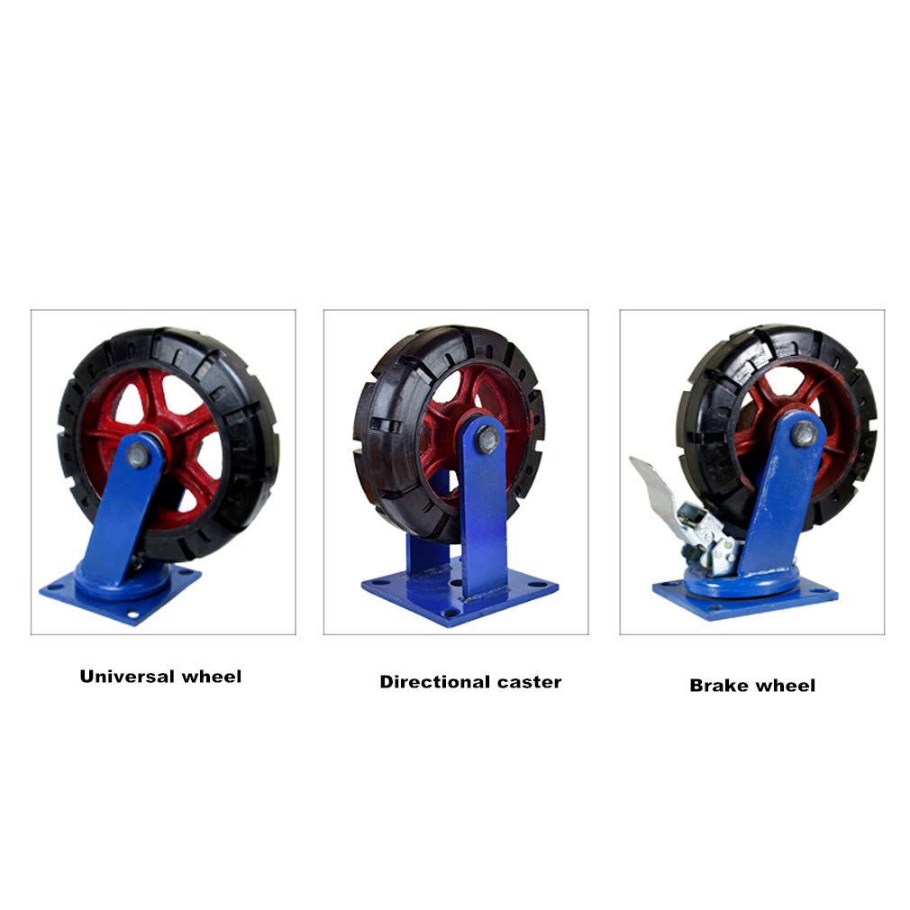 Roulettes Industrielles Pivotantes en Caoutchouc,Roulettes de Meubles Lourd,Bande de Roulement des Pneus,Roulement à Billes,Antidérapant,Charge 2400lb,pour Chariots,Table de Travail (250MM,Universel)