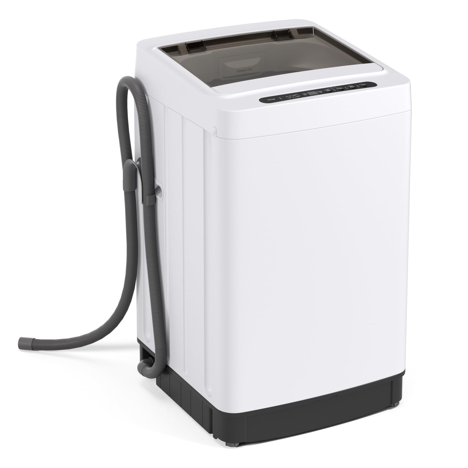 Lavadora portátil Giantex de 1,5 pies cúbicos, compacta, con bomba de drenaje, pantalla LED, 8 programas, 10 niveles de agua, bloqueo para niños, capacidad para ropa de 11 libras, ideal para apartamentos, casas rodantes, dormitorios, color blanco y negro.