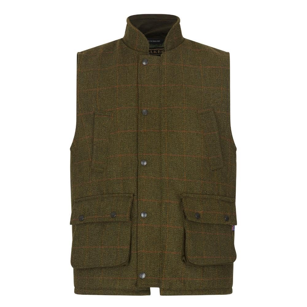 WALKER AND HAWKES - Men's Derby Tweed Barrington Shooting Gilet - Dark Sage - XX-Large