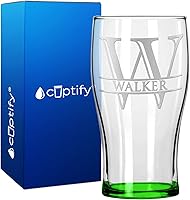 Vista 51 de Vaso de pub personalizado elaborado con nombre de círculo de 20 onzas, copas de cerveza grabadas con fondo azul con texto personalizado, regalo