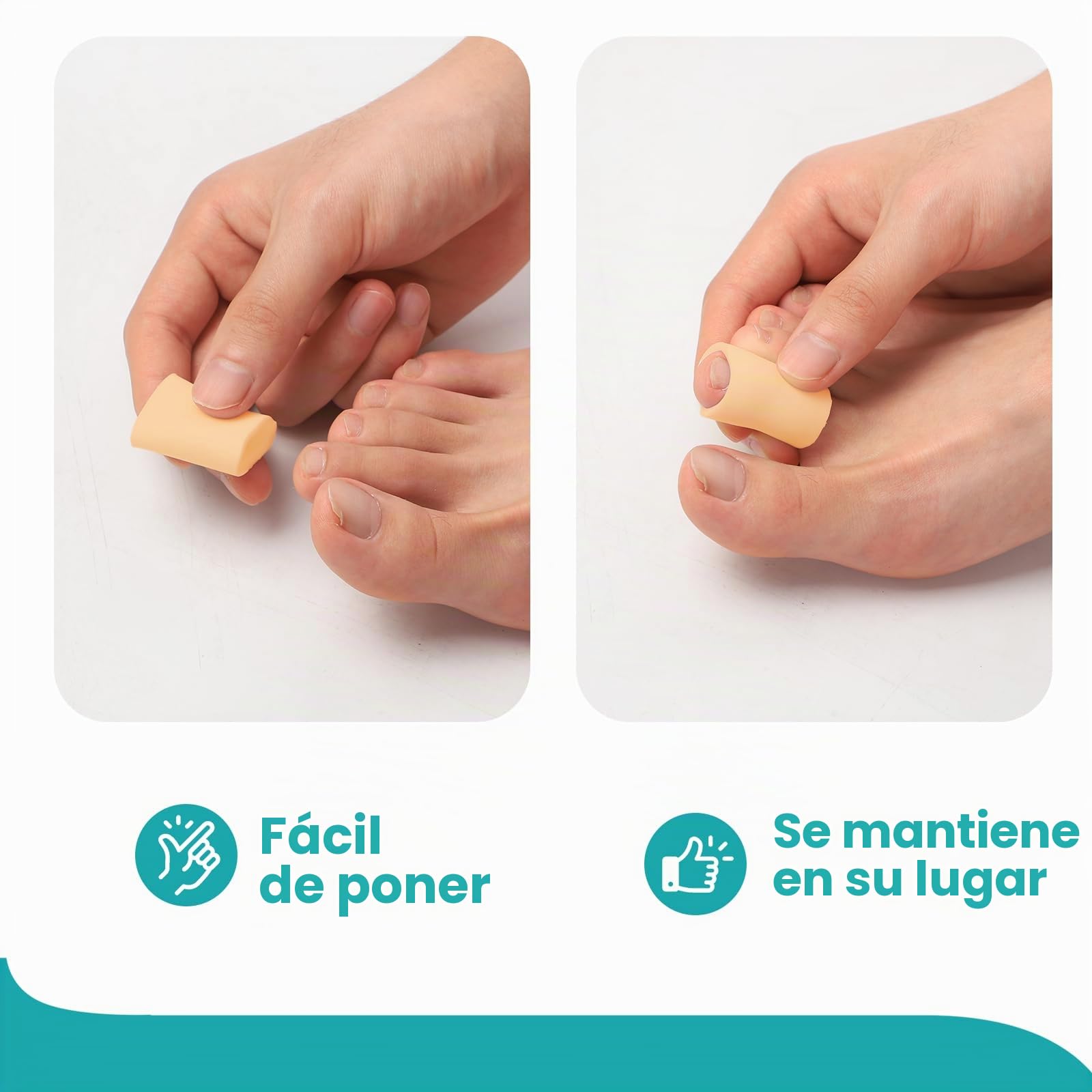 Promifun Protector de dedos de los pies - Paquete de 12 fundas de silicona protector dedos pie en martillo, callos, durezas y ampollas - Separadores de dedos para dedos superpuestos (Beige)