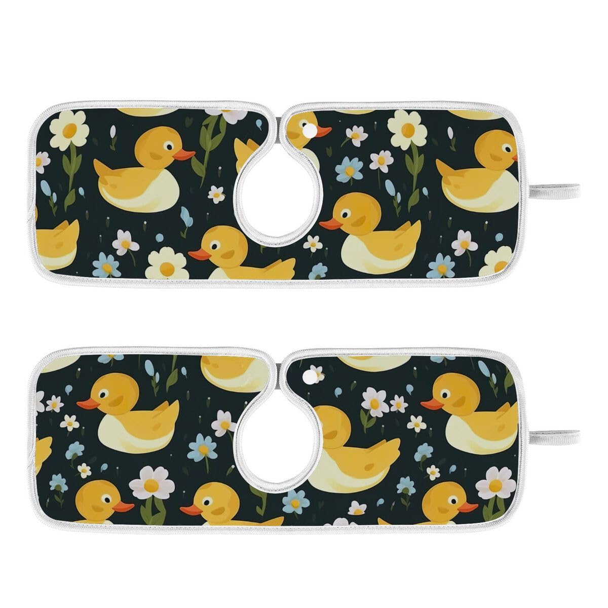 FULUHUAPIN 2 Pack Yellow Duck Kitchen Faucet Splash Catcher Absorbent Mat, Polyester Sponges Machine Washable Quick Dry Drying Mat, Sink Accessories 23'' x 5'' 20324373