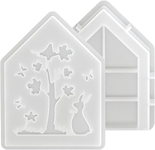 シリコンモールド | イースターラビットフィギュア - 樹脂製ハウスキャンドルクラフト型 - ワックス フォンダン 粘土 リビングルーム 寝室 キッチン 書斎 オフィス 教室 パーティー 誕生日用