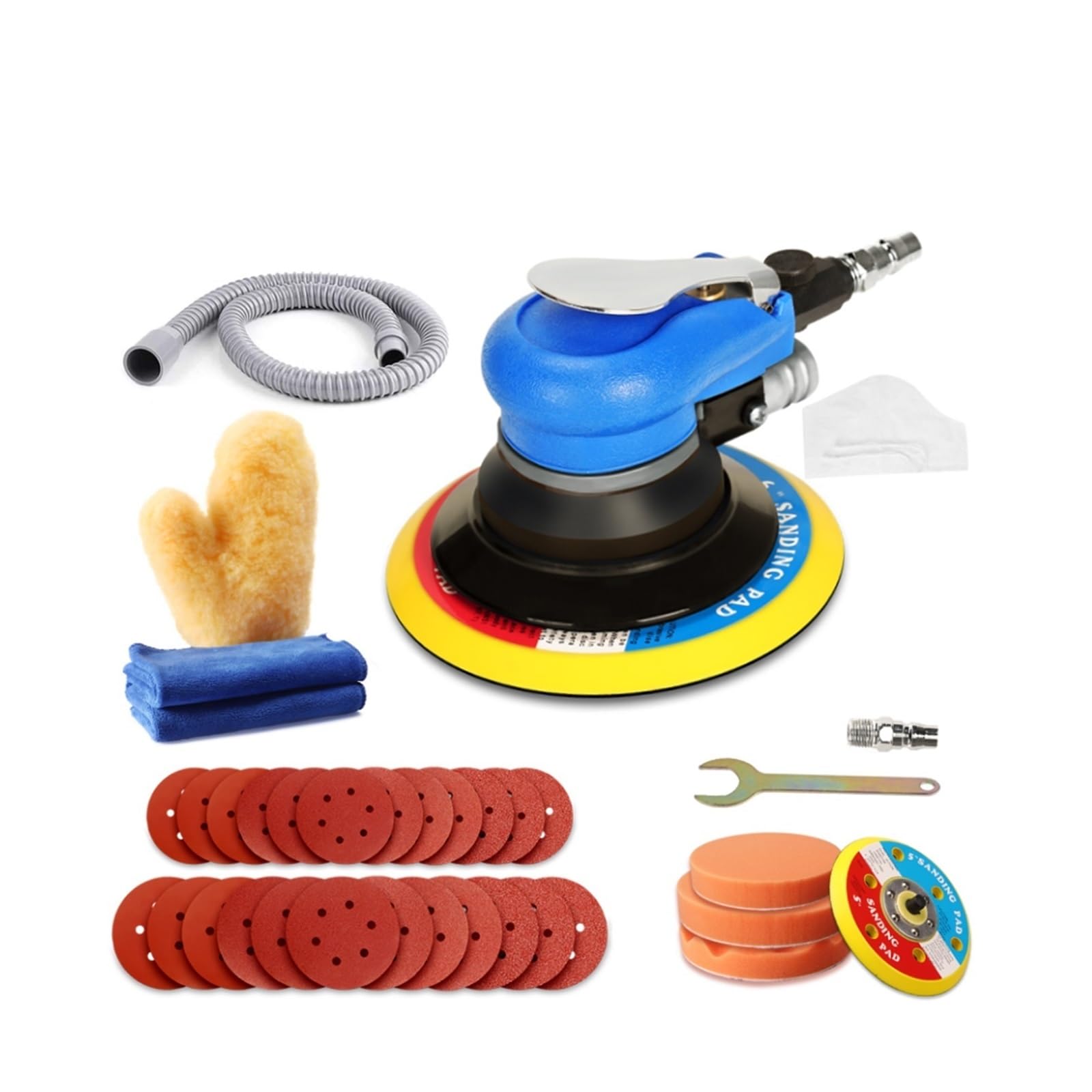 Ponceuse Orbitale Double Action 6″ Pneumatique – Outil De Carrosserie Rouge