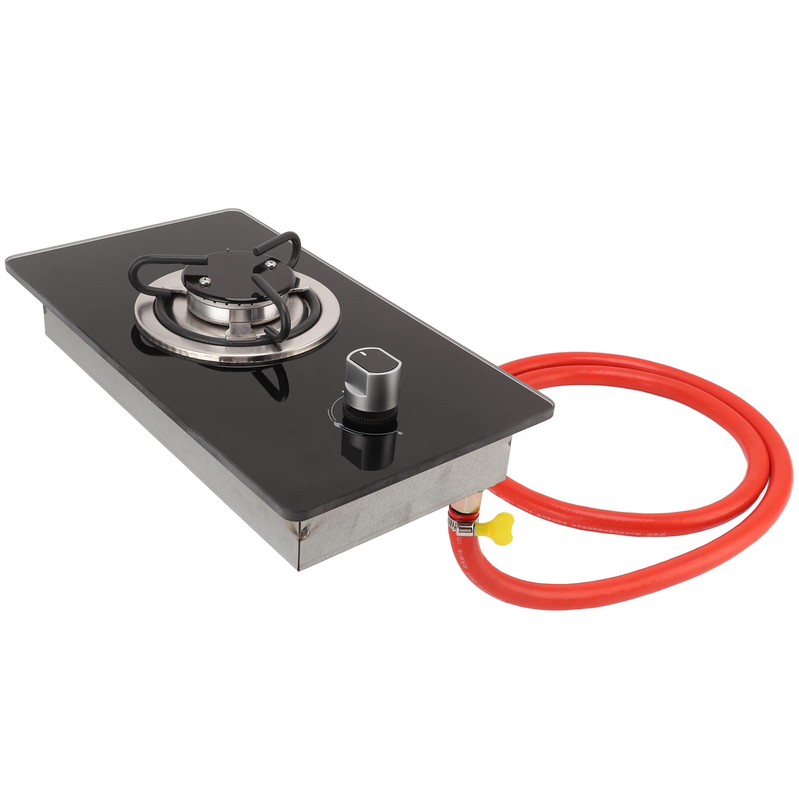 CHICIRIS Hornillo de Gas para Quemador Único, Hornillo de Camping Portátil de 1,8 KW con Fuego Ajustable Continuo y Panel de Vidrio Templado para Autocaravana, Barco, Yate, Cabina de