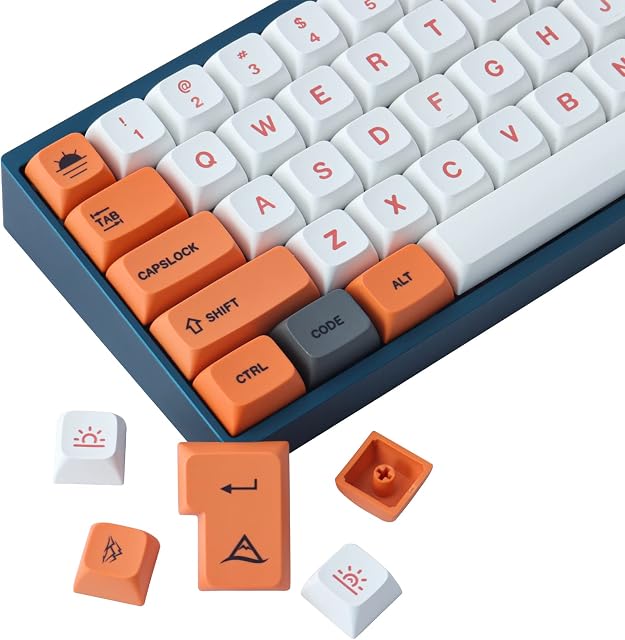 Nasadki klawiszy PBT 133 klawisze XDA niestandardowe nasadki klawiszy kompatybilne z przełącznikami Cherry MX Gateron do układu ANSI i ISO 61/64/68/84/87/96/104/108 klawiatury mechanicznej
