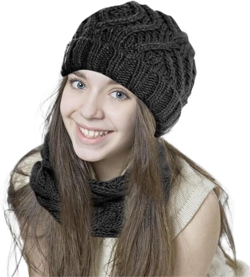 Winter Hat Womens Winter Knit Beanie Hat And Scarf Set Neck Warmer Girls Slouchy Thick Warm Hat