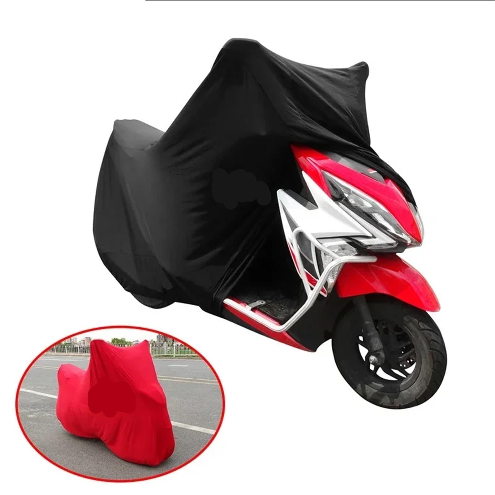 Universal Motorrad Abdeckung UV Indoor Outdoor Schutz Motor Bike Roller Staubdicht Elastische Stoff(Black,3XL for 221-230cm)