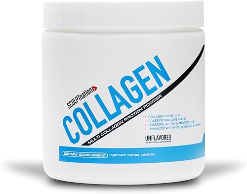 Miniatura 1 de Sculpt Nation por V Shred Collagen Peptides Powder - Tipos I, II y III Colágeno Plus Ácido Hialurónico para apoyar la salud saludable del cabello,