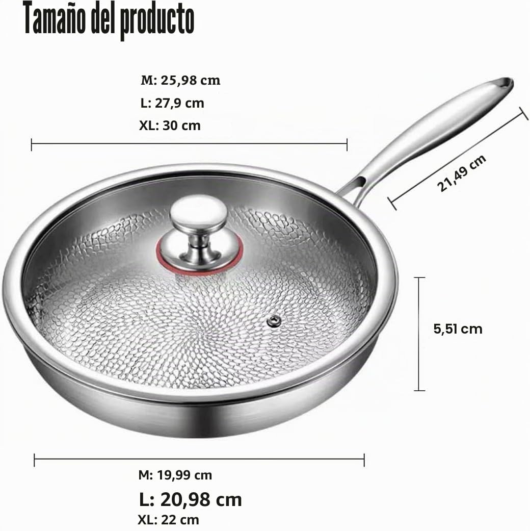 Titanium Pan Pro con tapa, sartenes Nutri de titanio antiadherentes duraderas, resistentes a los arañazos, sartenes de titanio para cocinar antiadherentes, compatible con todas las cocinas (L)