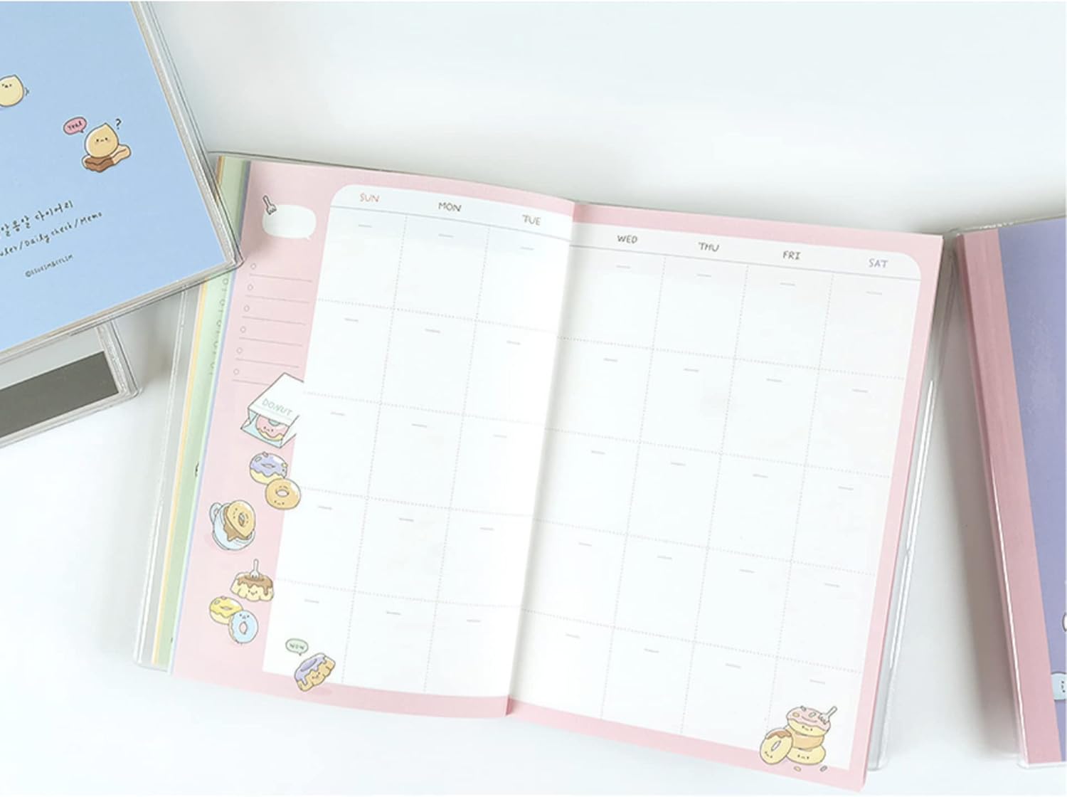 Kawaii Mini Korean Weekly Undated Planner + 1 dalgaru sticker sheet - 128 pages, Soft PVC Cover Cute Small stationery for school, academic, teens, women, girls (Carrot Cake (Yellow)) - Image 7