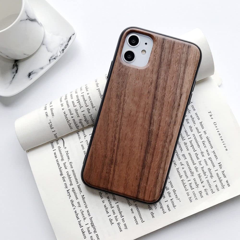 Coque en bois véritable iPhone 13 antichoc et cadre TPU souple - 7