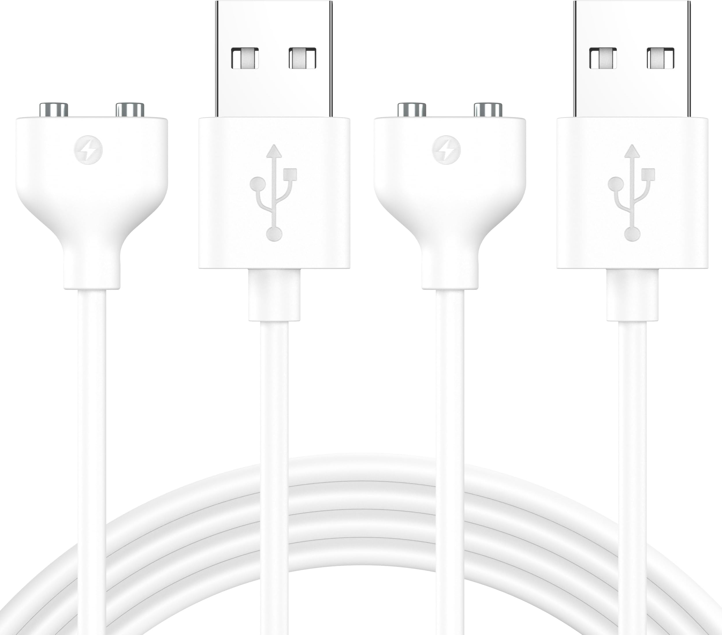 6mm Magnetic USB Cable DC Charger with 2 Pins Replacement Charging Cord for Massager (White+White)