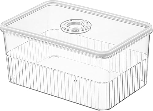 TOPINCN Contenedor de almacenamiento de frutas para refrigerador, caja de almacenamiento para refrigerador con tapa, plástico transparente sellado