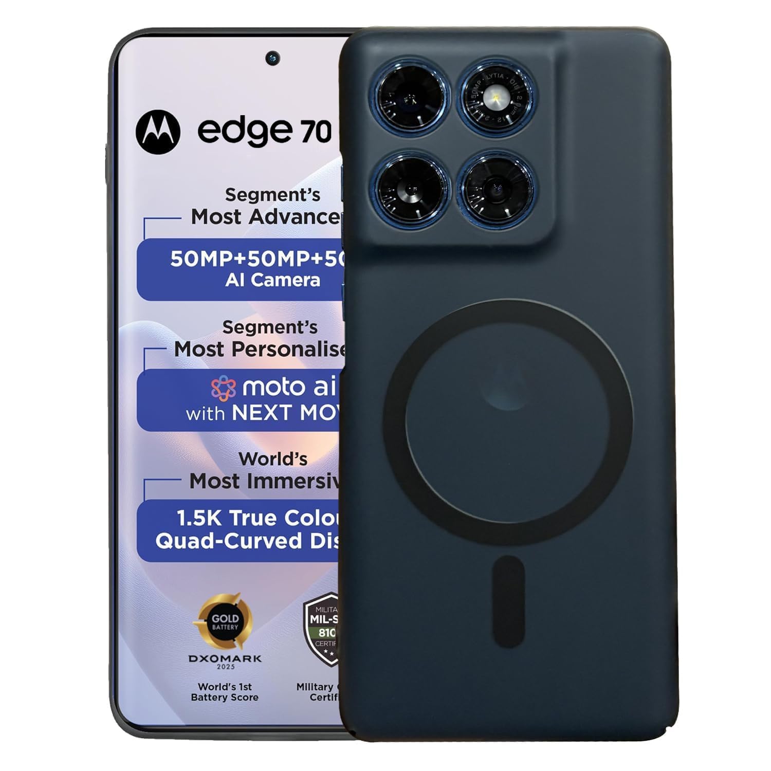 DIZORO® Matte Case for Motorola Edge 70 Compatible with MagSafe, Camera Lens Full Protection, Shockproof Translucent Frosted TPU Soft Phone Cover, Anti-Fingerprint (Black)-image-21