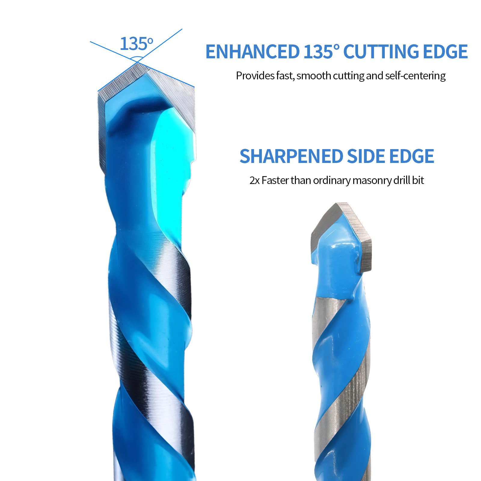 HPMAISON Concrete & Masonry Drill Bit Set, 10Pcs Multi-Function Bit, 8mm Industrial Strength Carbide Tip Drill Bit - Image 4