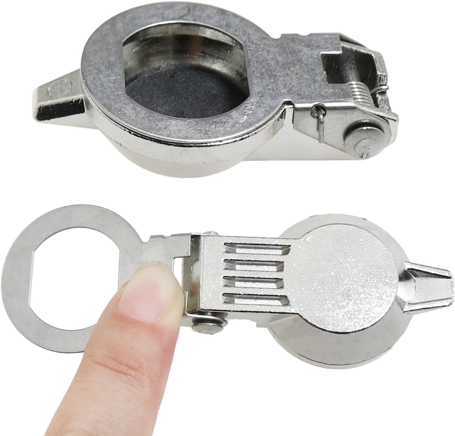 Heyous 2PCS Silver Cam Lock Dust Cover Tool Box Zinc Alloy Waterproof Cover Lock Latch for 16mm Diameter Cam Lock Tool Box Lock Replacement Dust Cover