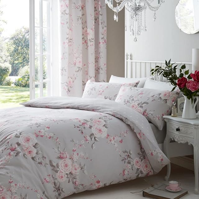 Catherine Lansfield Canterbury Easy Care, Grey, UK Double Duvet Set