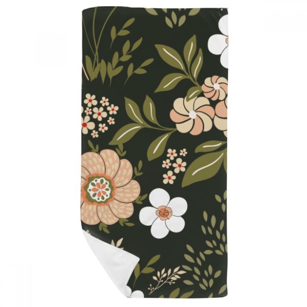 Serviette de bain absorbante et gant de toilette doux motif floral