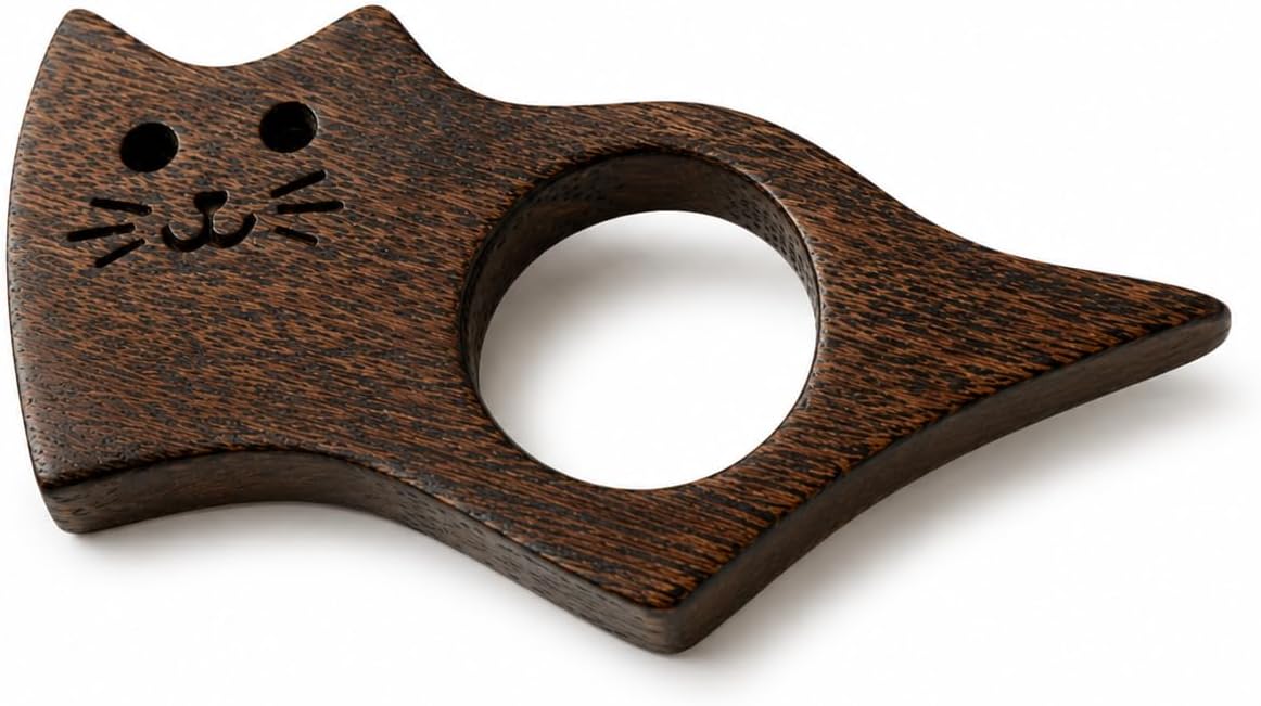 Birthday Gifts for Him Acacia Wood Cat Book Page Holder, Hands-Free Reading Stand - Handmade Thumb Page Holder. Gift Ideas for Book Reader 24mm Thumb Large Size Walnut image 2