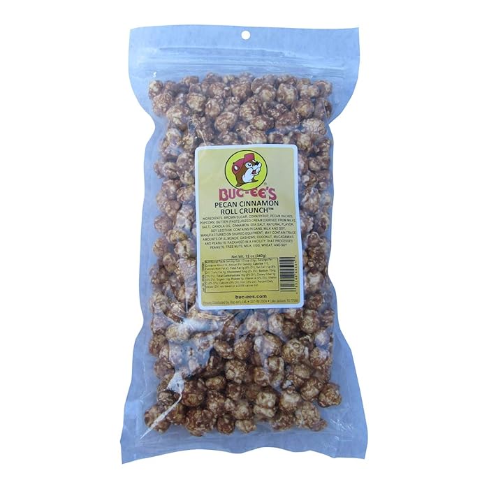 Buy Bucees Pecan Cinnamon Roll Crunch Flavored Popcorn, Caramel Corn in a Resealable Bag, One