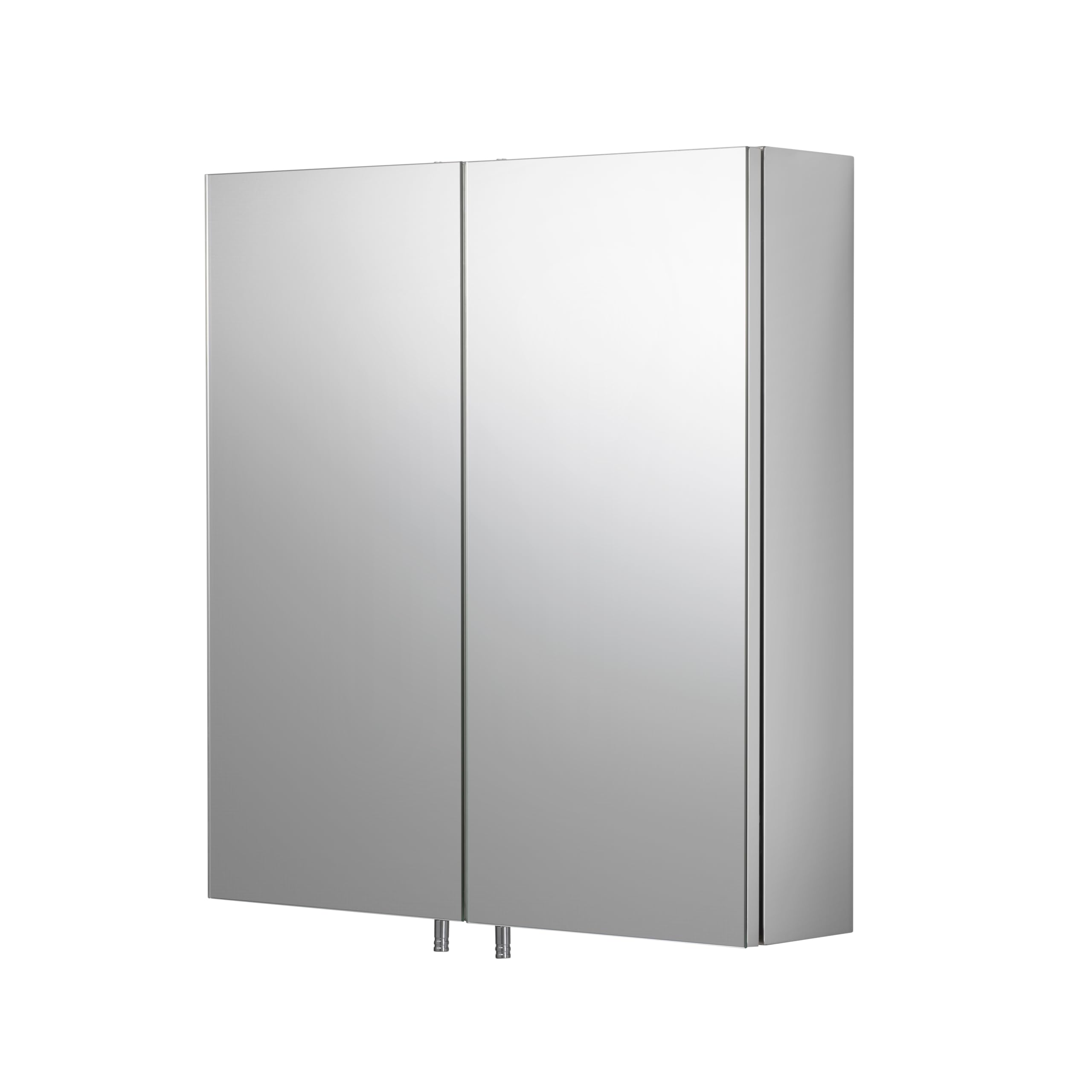 Croydex Cullen Bathroom Wall Cabinet - Stainless Steel Double Door Medicine Cabinet, with Help 'n' Hang Installation System and Double Mirror Doors (52x45cm)