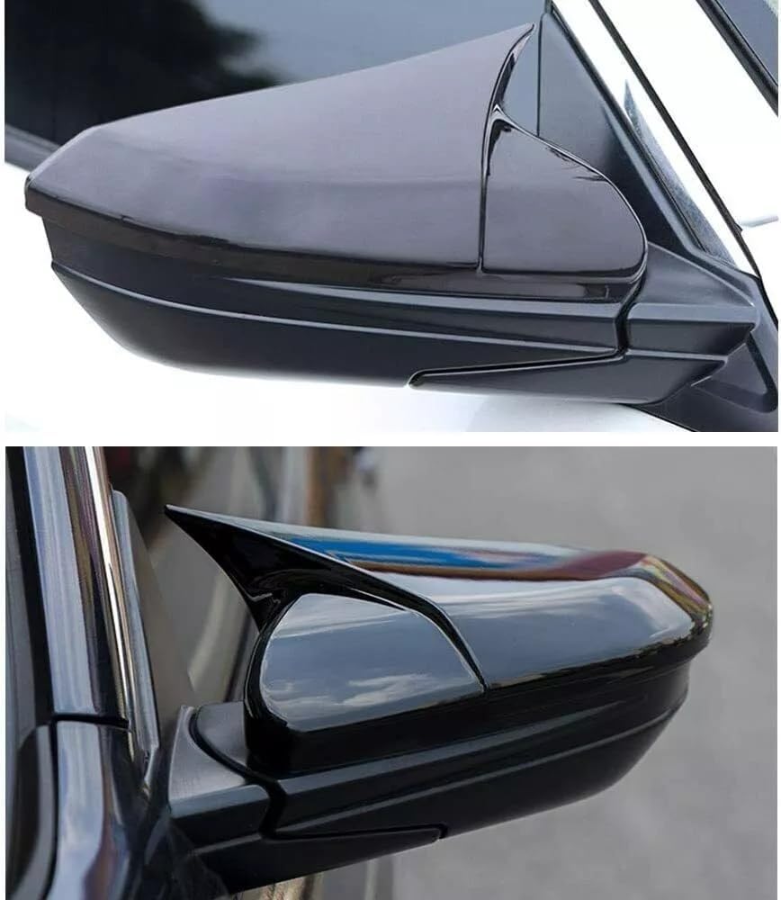 2Pcs Side Mirror Cover Caps Rearview Cover ABS Ox Horn Door Side Mirror Trim Cover For Honda Civic 10th Gen 2016-2021 (Glossy Black)