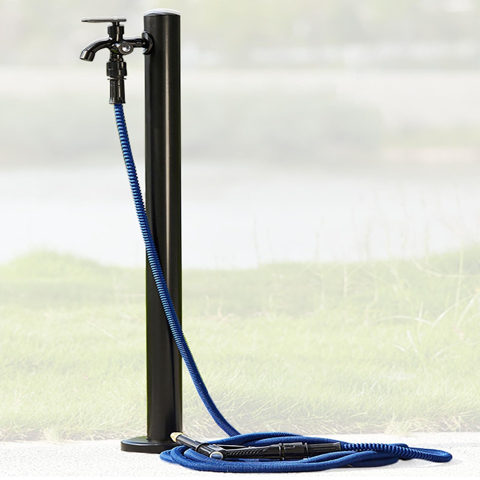 Genérico Columna de Agua Vertical cilíndrica para jardín - Negra, 95 cm/37,4 Pulgadas. Sistema de grifería Exterior para jardín, terraza o Patio - Poste de Grifo de hidrante de pie Duradero.