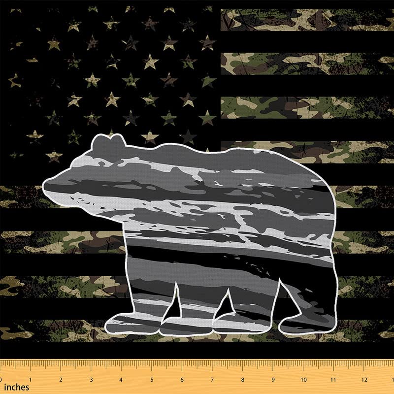 Jejeloiu Bauernhaus-Bärenmuster-Polsterstoff, amerikanische Flagge, Stoff...